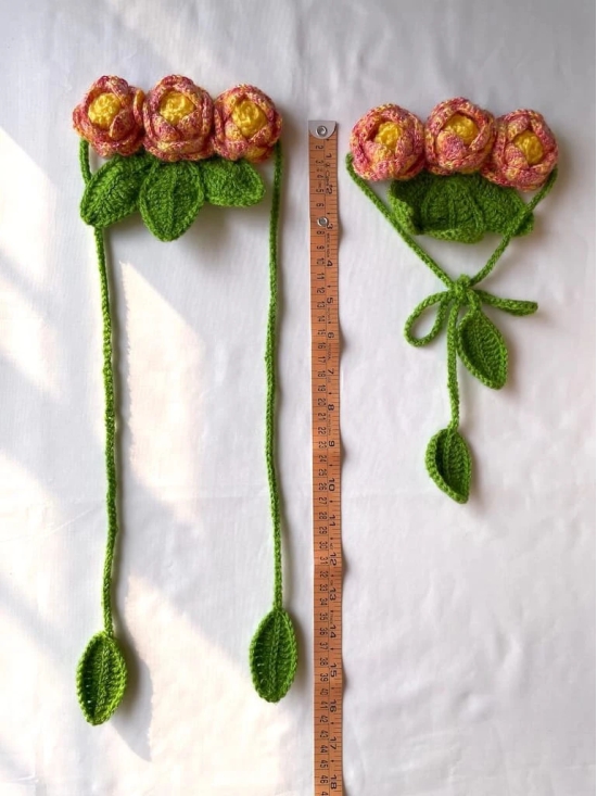 Hand Crafted Crochet Curtain Tiebacks Peach and Yellow