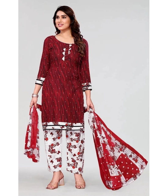 Kashvi Unstitched Crepe Printed Dress Material - Red ( Pack of 1 ) - Red