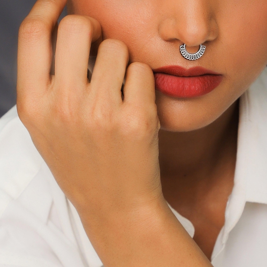 Set of gold & silver 18k Plated Piercing Nose Ring Hoop Crystal Septum Nose  -8mm | eBay
