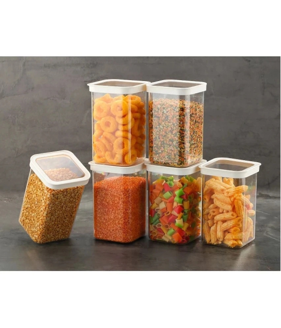 HOMETALES Dal/Pasta/Grocery Plastic White Dal Container ( Set of 6 ) - White