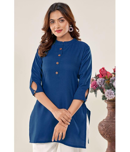 Glomee - Blue Cotton Blend Women's Tunic ( Pack of 1 ) - None