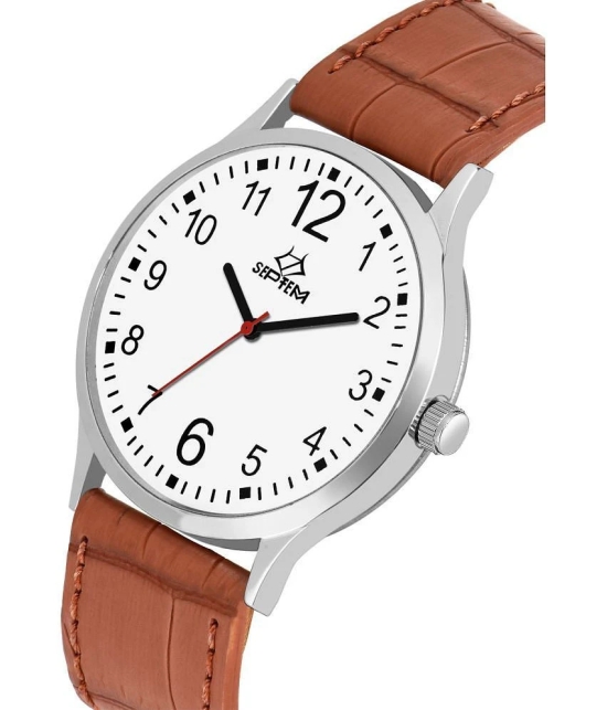 Septem Brown Leather Analog Mens Watch