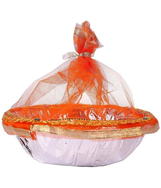 PRANSUNITA Handmade Decorated Gift Basket with Readymade Net Packing – (Size 12 inch round) - Fancy Gift Packaging for Room Hampers, Wedding Packing, Fruit, Dry fruit, Birthday, Baby Shower