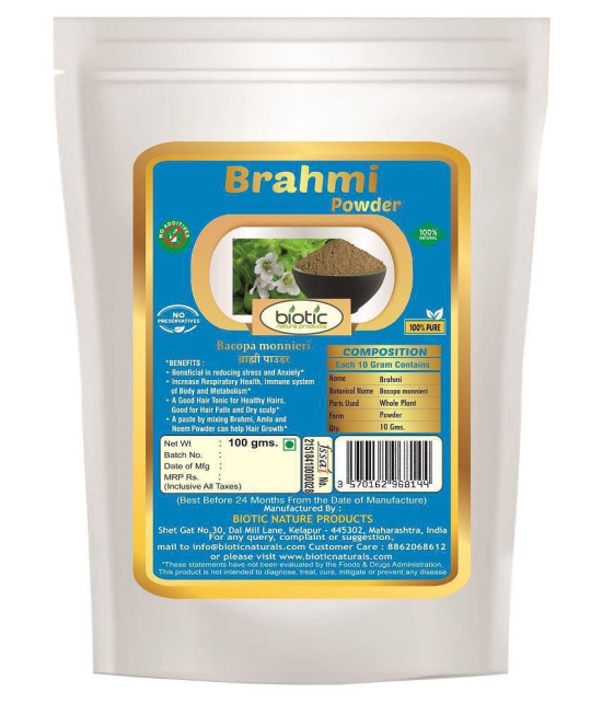 Biotic Natural Bringraj, Brahmi and Amla Powder - 300 gms (100 gms Each)