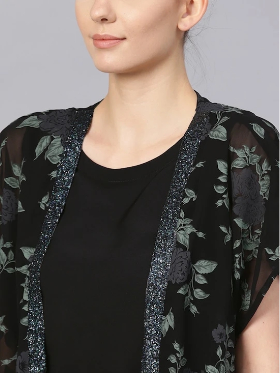 Women Black & Green Solid Top with Palazzos