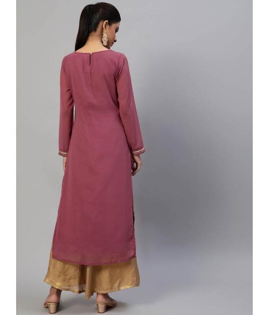 Antaran - Purple Georgette Womens Straight Kurti ( Pack of 1 ) - None