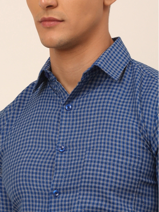 Indian Needle Mens Brought Checked Formal shirts.-S / Blue