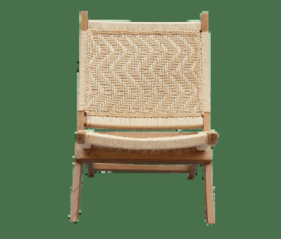 Orchid Homez Hand Woven Lounge Chair Folding Solid Wood Outdoor Chair (Natural) (Off- White)