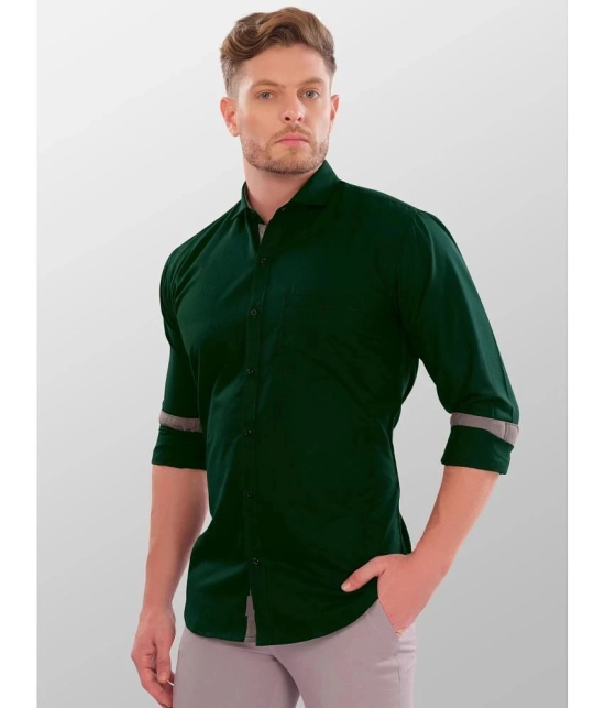 VERTUSY Cotton Blend Regular Fit Solids Full Sleeves Mens Casual Shirt - Green ( Pack of 1 ) - None