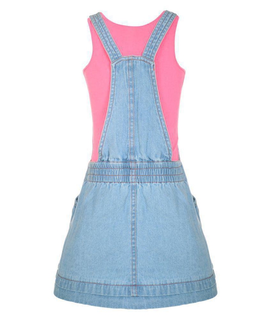 Naughty Ninos Girls Light Blue Denim Pinafore Dress With T-Shirt - None