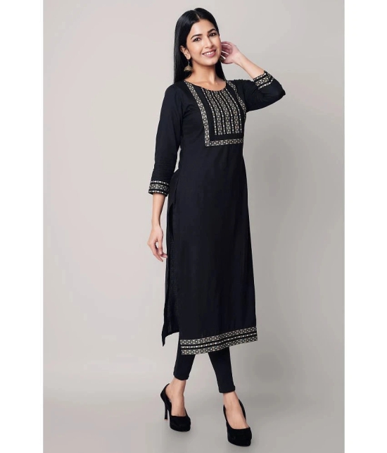 GOD BLESS - Black Rayon Womens Straight Kurti ( Pack of 1 ) - None