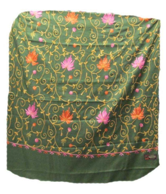 KASHMIRI Green Ari Embroidery Shawl