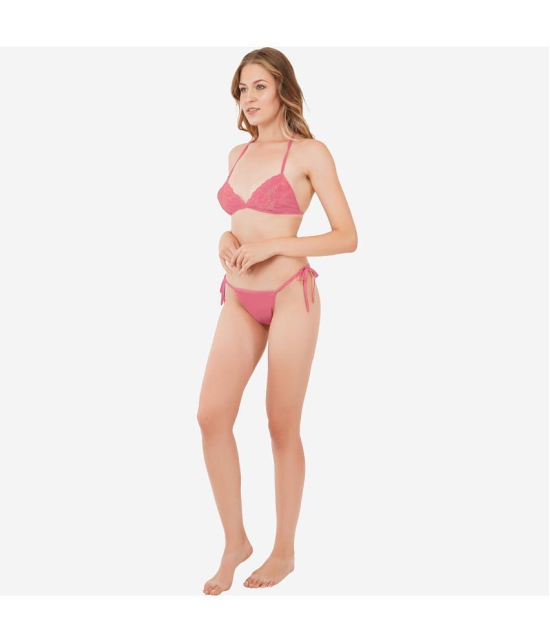 SELETA - Pink Assorted Cotton Lycra Women's Bra & Panty Set ( Pack of 1 ) - None