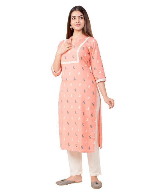 miravan Peach Cotton Blend Straight Kurti - 3XL