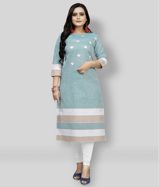 Rangrasiya - Green Cotton Women's Straight Kurti ( Pack of 1 ) - None