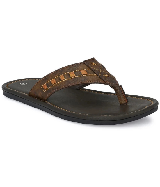 Leeport - Brown Mens Thong Flip Flop - None