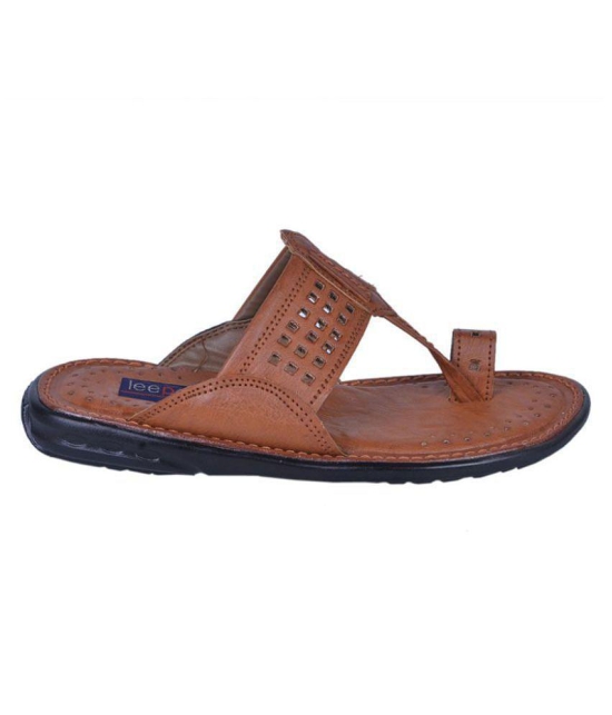 Leeport - Tan Mens Leather Slipper - 10