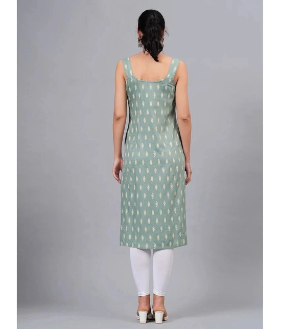 HIGHLIGHT FASHION EXPORT Rayon Printed Straight Womens Kurti - Green ( Pack of 1 ) - None