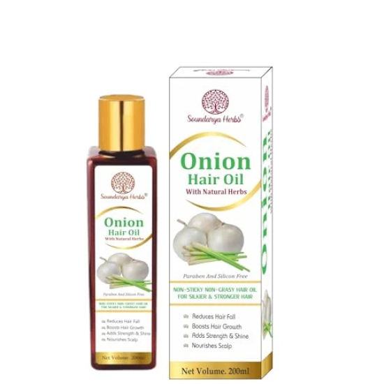 Soundarya Herbs Onion Hair Oil -200 ml for Healthy & Shiny Hair