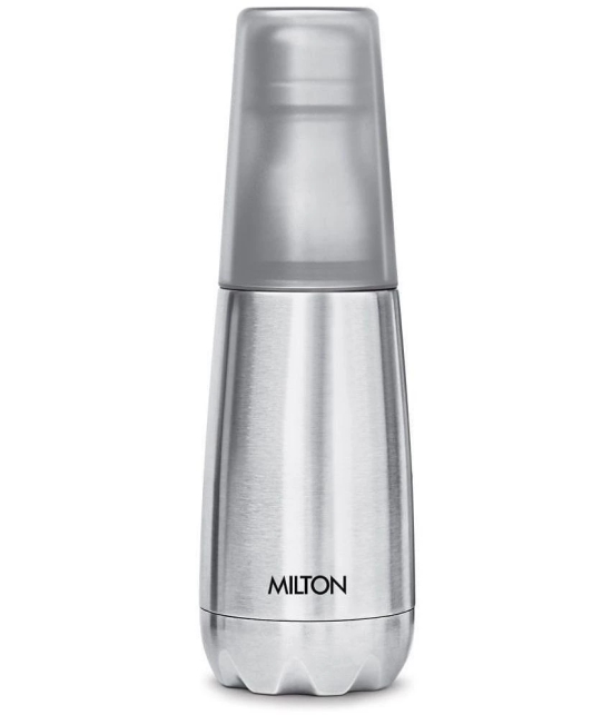 Milton Vertex 500 Thermosteel Hot or Cold Water Bottle with Unbreakable Tumbler, 500 ml, Silver - Silver