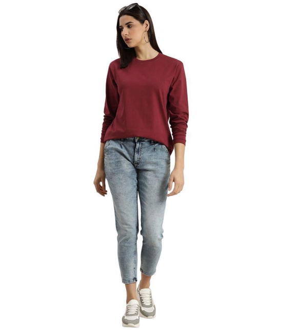 PPTHEFASHIONHUB - Maroon Cotton Blend Loose Fit Womens T-Shirt ( Pack of 1 ) - None