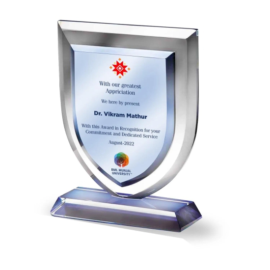 Customized Crystal Trophy with Matter Printed For Corporate Gifting