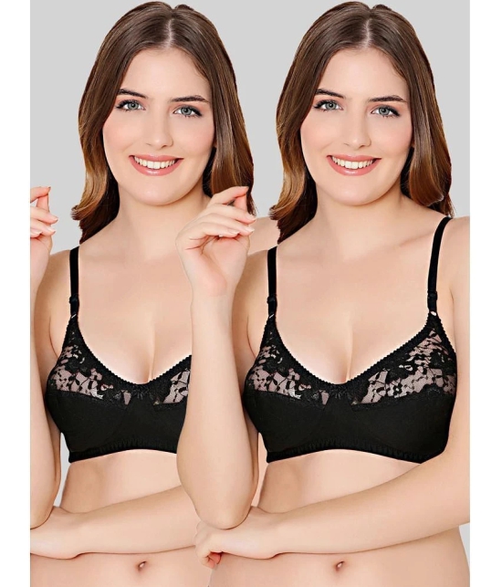 Bodycare Black Cotton Blend Lightly Padded Womens Everyday Bra ( Pack of 2 ) - None