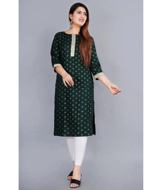 SIPET - Green Rayon Womens Straight Kurti ( Pack of 1 ) - None