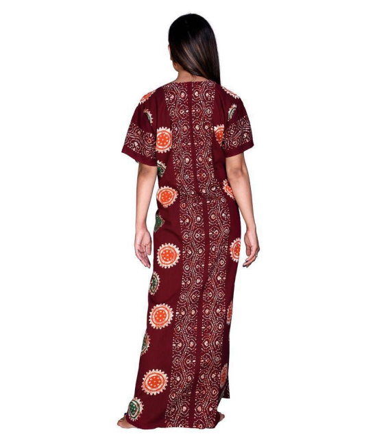 Raj Maroon Cotton Nursing Nighty Single - Free Size