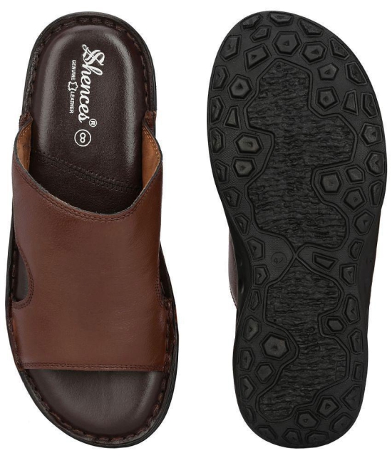 SHENCES - Brown Men's Leather Slipper - None