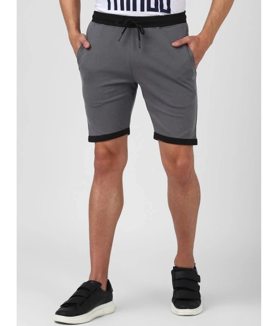 UrbanMark Men Cotton Stretch Regular Fit Lounge Shorts-Light Grey - None