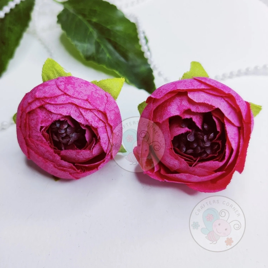 Cabbage Fabric Roses - Dark Pink