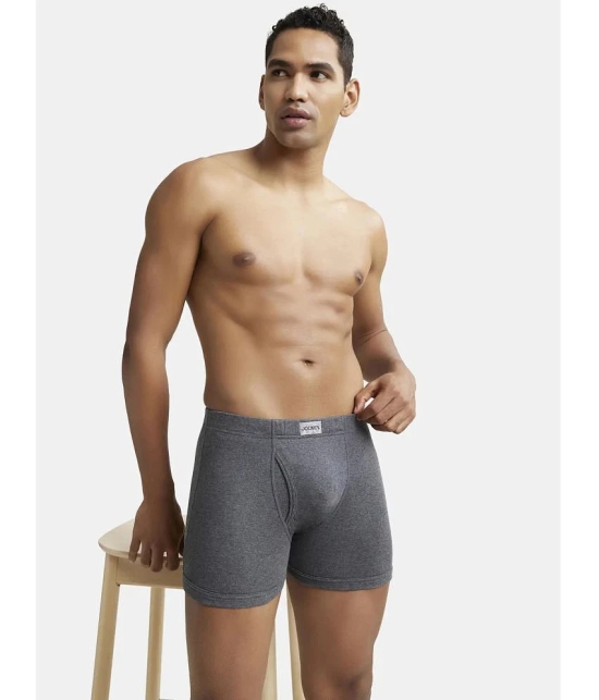 Jockey 8008 Men Super Combed Cotton Rib Solid Boxer Brief - Charcoal Melange - None