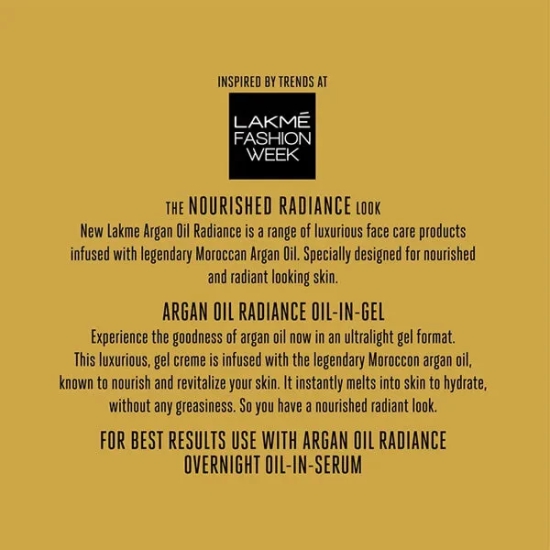 Lakme Absolute Argan Oil Radiance Oil-In Gel, 50ml-50ml