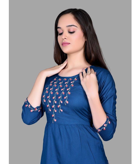 haya fashion - Blue Rayon Women's Straight Kurti ( Pack of 1 ) - None