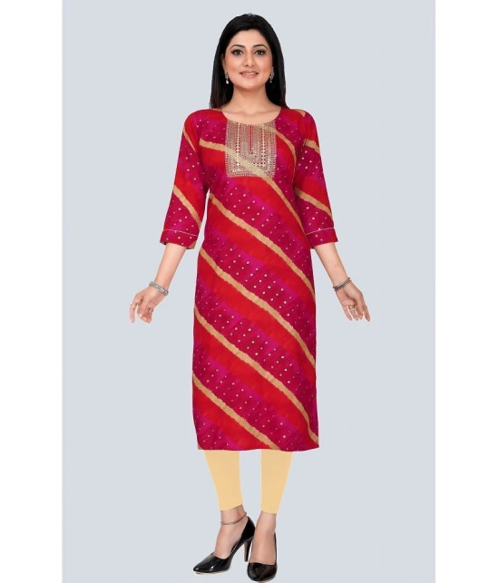 Meher Impex Rayon Embroidered Straight Womens Kurti - Red ( Pack of 1 ) - None