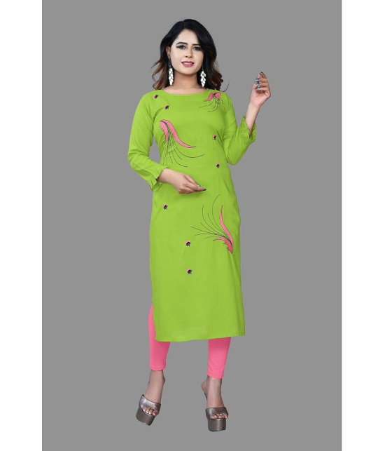 HAYA - Lime Green Rayon Women's Straight Kurti ( Pack of 1 ) - None