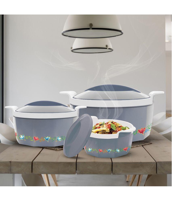 Milton - Grey Steel Thermoware Casserole ( Set of 3 , 1350 mL ) - Grey