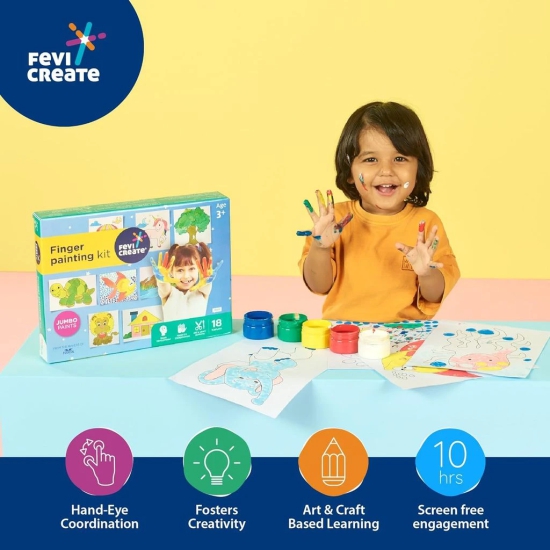 Fevicreate DIY Finger Painting kit for kids DIY painting kit for 3 years+ Toddler Art Kit