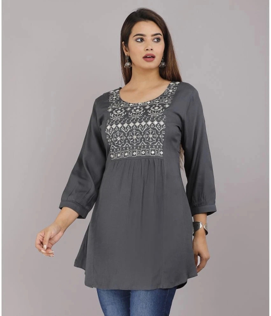 JC4U - Grey Rayon Womens Flared Kurti ( Pack of 1 ) - None