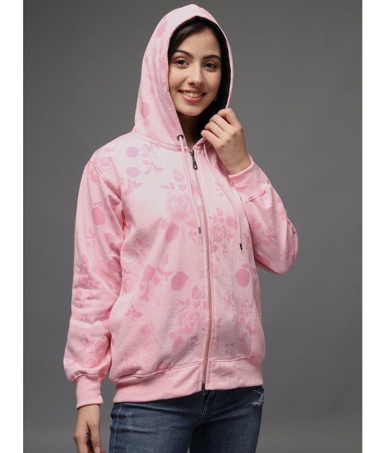 eWools.in Cotton Blend Womens Hooded Sweatshirt ( Pink ) - None