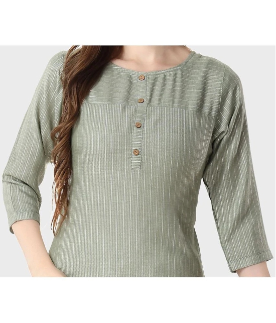 Meher Impex Cotton Striped Straight Womens Kurti - Olive ( Pack of 1 ) - None