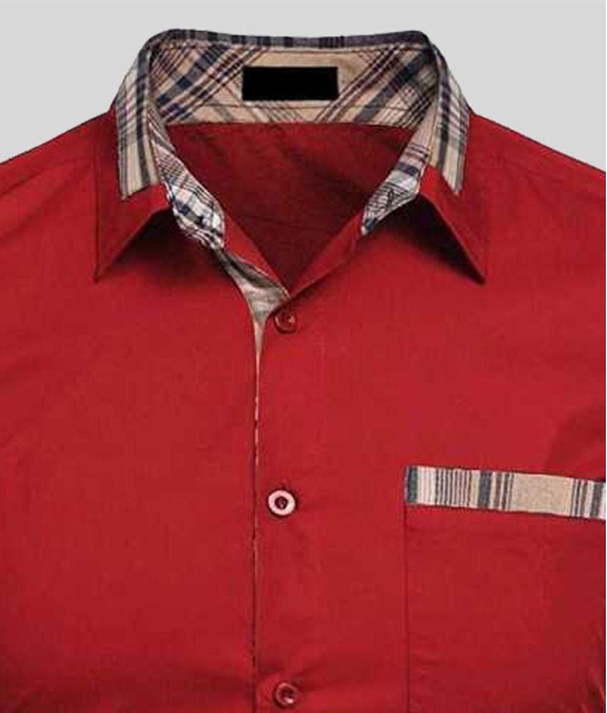 Life Roads - Red Cotton Slim Fit Men's Casual Shirt (Pack of 1 ) - None