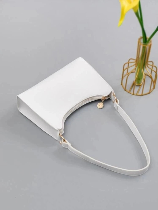 TCRAZY White PU Handheld Bag - White