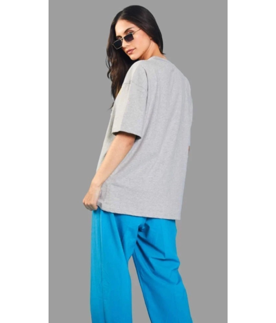 Leotude - Grey Cotton Blend Oversized Womens T-Shirt ( Pack of 1 ) - None