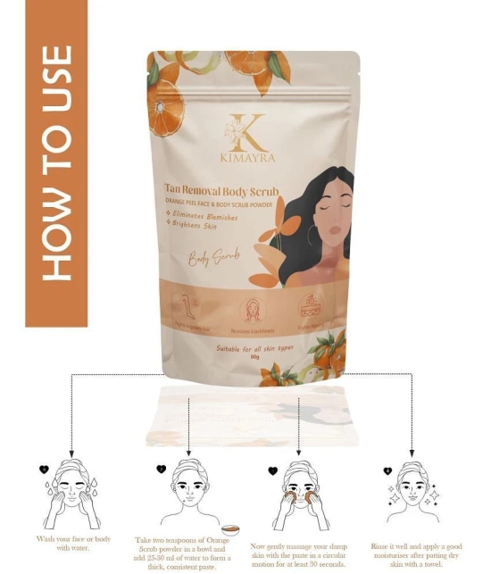 Kimayra Orange Peel Face & Body Scrub Powder | Bathing Scrub Powder for Tan-Free Skin