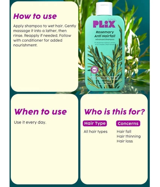 Plix Rosemary Advanced Anti Hair Fall Shampoo for Reducing Hair Loss & Breakage(200 ml)