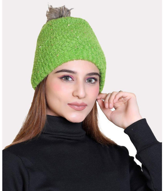 Whyme Fashion - Green Woollen Womens Cap ( Pack of 1 ) - Green