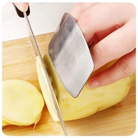 WUGO::Stainless Steel Finger Protector Guard Vegetable Chopping Hand Guard Slice Home and Kitchen Tools (Pack Of 1)