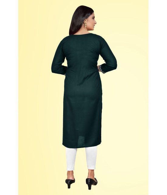 haya fashion - Green Rayon Women's Straight Kurti ( Pack of 1 ) - None